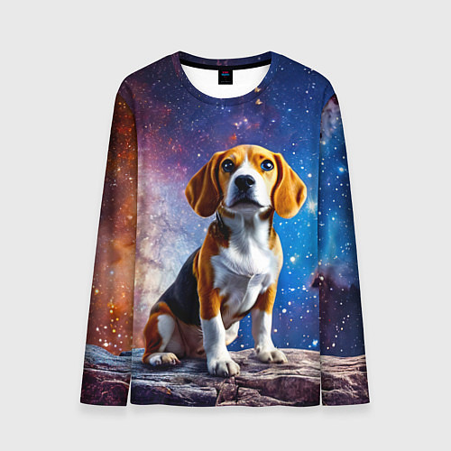 Мужской лонгслив Бигль в космосе / 3D-принт – фото 1