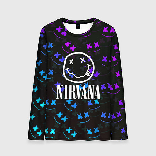 Мужской лонгслив Nirvana x marshmello neon / 3D-принт – фото 1