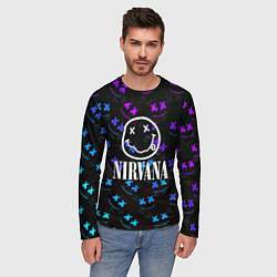 Лонгслив мужской Nirvana x marshmello neon, цвет: 3D-принт — фото 2