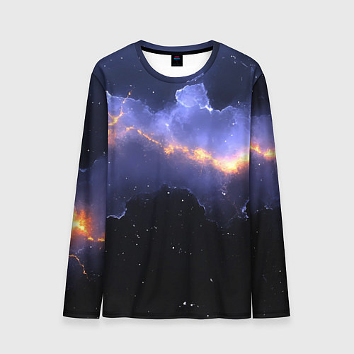 Мужской лонгслив Молния в фиолетовом небе текстура / 3D-принт – фото 1