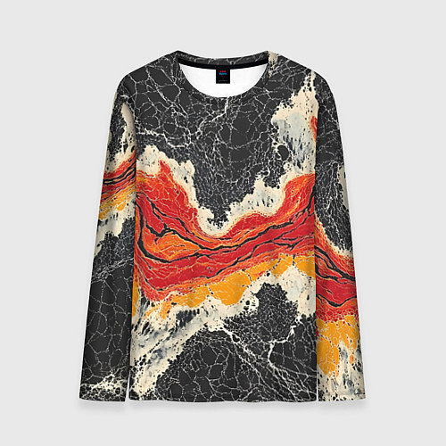 Мужской лонгслив Красно-черная потертая текстура / 3D-принт – фото 1