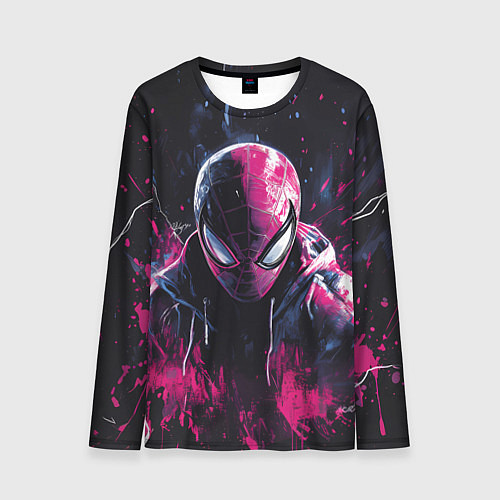 Мужской лонгслив Человек-паук и розовая краска / 3D-принт – фото 1