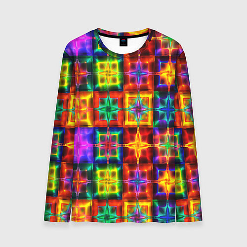 Мужской лонгслив Неоновое стекло абстракция / 3D-принт – фото 1