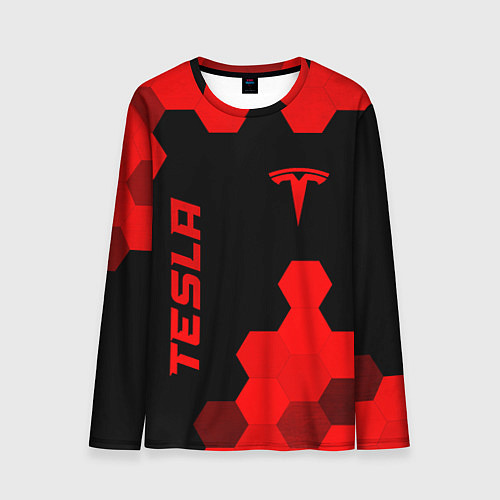 Мужской лонгслив Tesla - red gradient вертикально / 3D-принт – фото 1