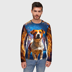 Лонгслив мужской Джек Рассел терьер в космосе, цвет: 3D-принт — фото 2