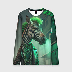 Лонгслив мужской Cyperpunk zebra, цвет: 3D-принт