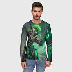Лонгслив мужской Cyperpunk zebra, цвет: 3D-принт — фото 2