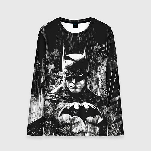 Мужской лонгслив Бэтмен черно-белый стиль / 3D-принт – фото 1