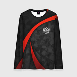 Лонгслив мужской Герб России - черный камуфляж, цвет: 3D-принт