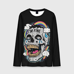 Лонгслив мужской Skull and rainbow - im fine, цвет: 3D-принт
