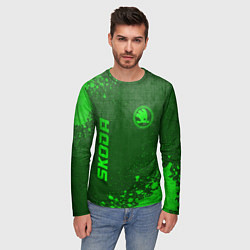 Лонгслив мужской Skoda - green gradient вертикально, цвет: 3D-принт — фото 2