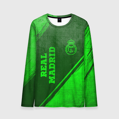 Мужской лонгслив Real Madrid - green gradient вертикально / 3D-принт – фото 1