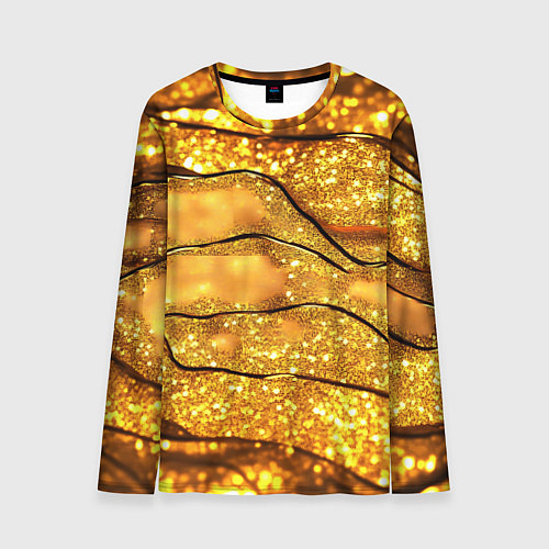 Мужской лонгслив Золотая текстура с блестками / 3D-принт – фото 1