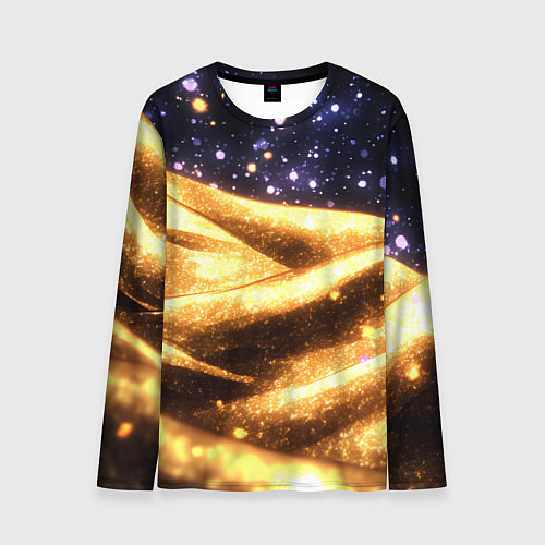 Мужской лонгслив Золотая текстура и синее небо / 3D-принт – фото 1