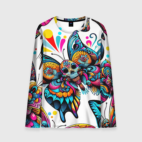 Мужской лонгслив Бабочка и череп - нейроарт паттерн / 3D-принт – фото 1