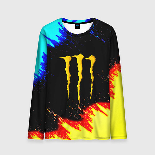 Мужской лонгслив Monster energy огненные краски / 3D-принт – фото 1
