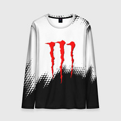 Мужской лонгслив Monster energy чёрно белые краски