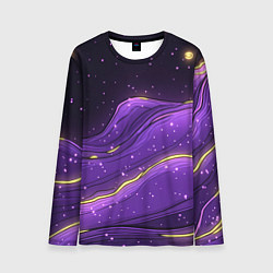 Мужской лонгслив Фиолетовая текстура с золотыми звездочками