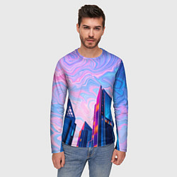 Лонгслив мужской Абстракция с небоскребами, цвет: 3D-принт — фото 2