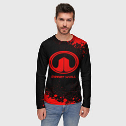 Лонгслив мужской Great Wall - red gradient, цвет: 3D-принт — фото 2