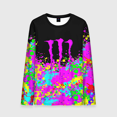 Мужской лонгслив Monster energy краски неоновые / 3D-принт – фото 1