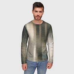 Лонгслив мужской Размытые серо-бежевые полосы, цвет: 3D-принт — фото 2