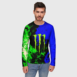 Лонгслив мужской Monster energy кислотный огонь, цвет: 3D-принт — фото 2