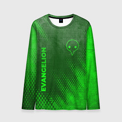 Мужской лонгслив Evangelion - green gradient вертикально