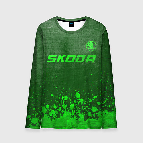 Мужской лонгслив Skoda - green gradient посередине / 3D-принт – фото 1
