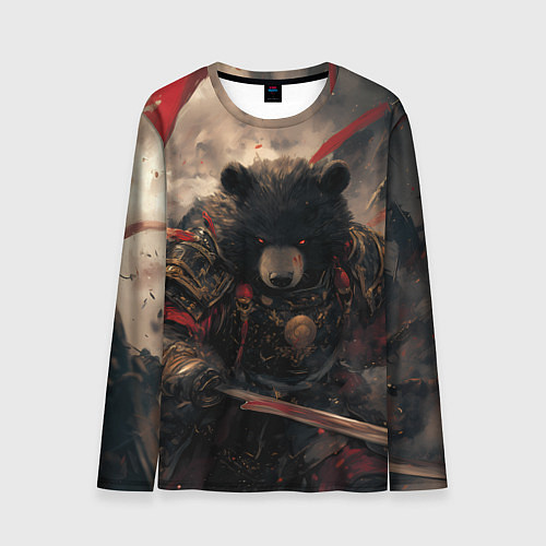 Мужской лонгслив Самурай медведь / 3D-принт – фото 1