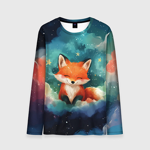 Мужской лонгслив Лисенок на облаках / 3D-принт – фото 1
