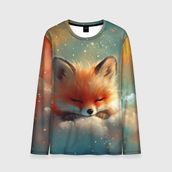 Лонгслив мужской Лисенок спит на облаке, цвет: 3D-принт