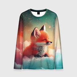 Лонгслив мужской Милый лисенок спит на облаке, цвет: 3D-принт
