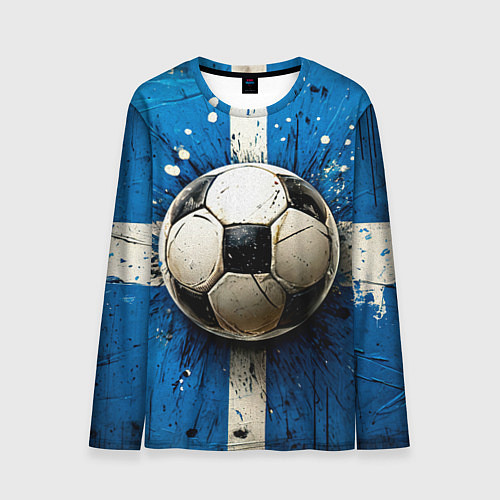 Мужской лонгслив Футбольный мяч на синем / 3D-принт – фото 1