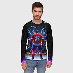 Лонгслив мужской Хоккеист и молния, цвет: 3D-принт — фото 2