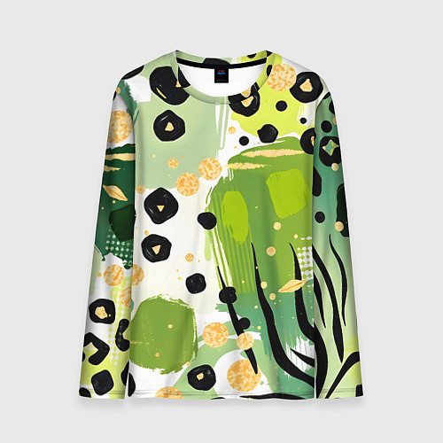 Мужской лонгслив Зеленый анималистичный паттерн / 3D-принт – фото 1