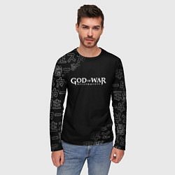 Лонгслив мужской Бог войны японские символы, цвет: 3D-принт — фото 2
