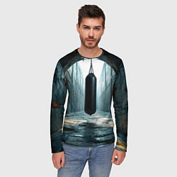 Лонгслив мужской Боксерская груша на черном, цвет: 3D-принт — фото 2