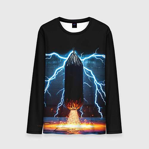 Мужской лонгслив Боксерская груша и молния / 3D-принт – фото 1