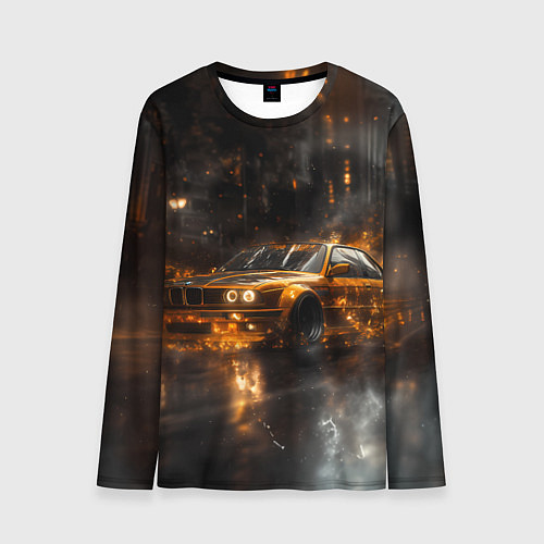 Мужской лонгслив Желтый БМВ в огне / 3D-принт – фото 1
