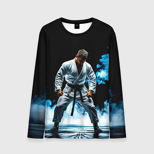 Мужской лонгслив Боец джиу-джитсу в дыму / 3D-принт – фото 1