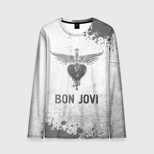 Мужской лонгслив Bon Jovi - white gradient / 3D-принт – фото 1