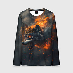 Лонгслив мужской Волк в огне и дыме, цвет: 3D-принт
