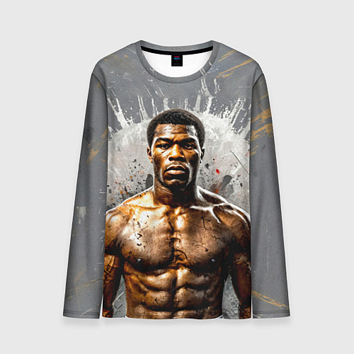 Мужской лонгслив Мухаммед Али на сером / 3D-принт – фото 1