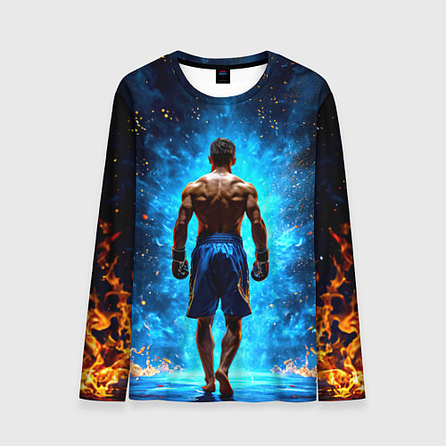 Мужской лонгслив Кикбоксер в огне / 3D-принт – фото 1