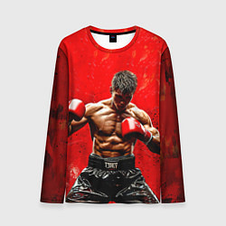 Лонгслив мужской Кикбоксер в красном, цвет: 3D-принт