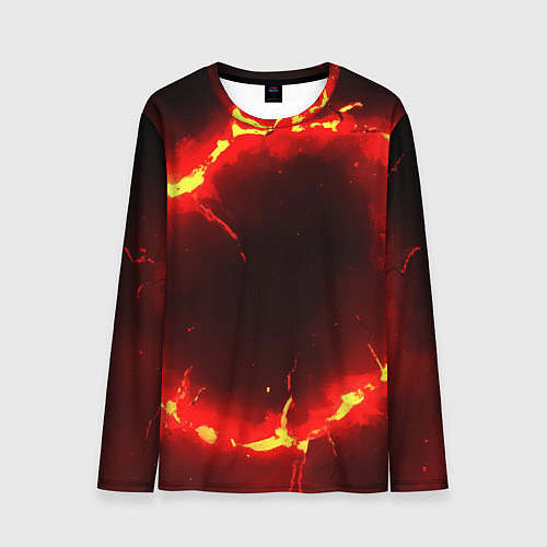 Мужской лонгслив Красный круг из огня текстура / 3D-принт – фото 1