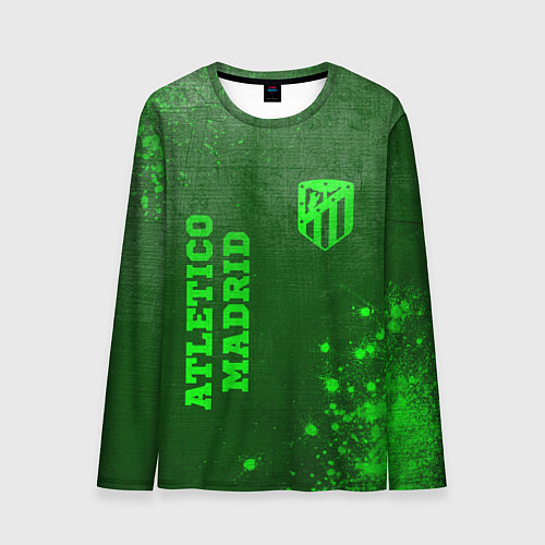 Мужской лонгслив Atletico Madrid - green gradient вертикально / 3D-принт – фото 1