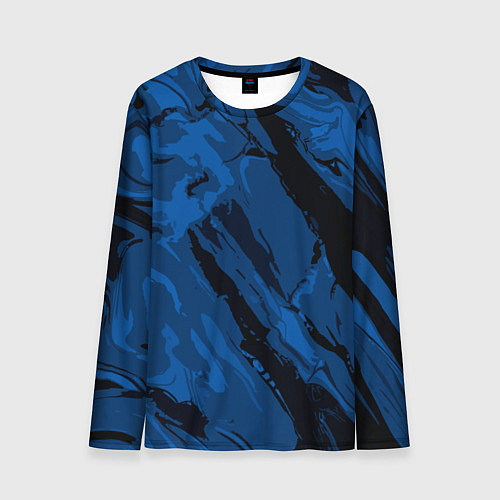 Мужской лонгслив Тёмный синий абстракция / 3D-принт – фото 1