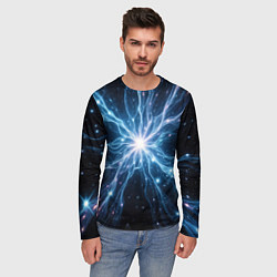 Лонгслив мужской Всплеск света и звезды - космическая абстракция, цвет: 3D-принт — фото 2